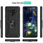 Wholesale LG Stylo 6 Tech Armor Ring Grip Case with Metal Plate (Black)